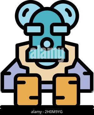Animal robot icon. Outline animal robot vector icon color flat isolated Stock Vector