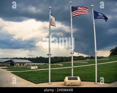Large thunderstorm forming at Lake Olathe in Olathe city in Kansas Stock Photo