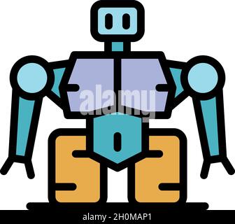 Super robot icon. Outline super robot vector icon color flat isolated Stock Vector