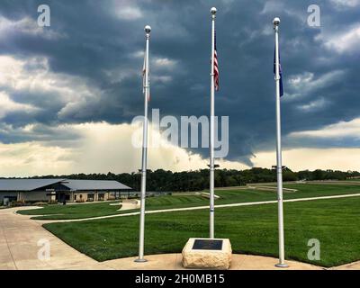 Large thunderstorm forming at Lake Olathe in Olathe city in Kansas Stock Photo