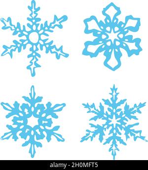 Vector illustration with collection of snowflakes. Decorative snowflakes. Isolated on white background. Stock Vector
