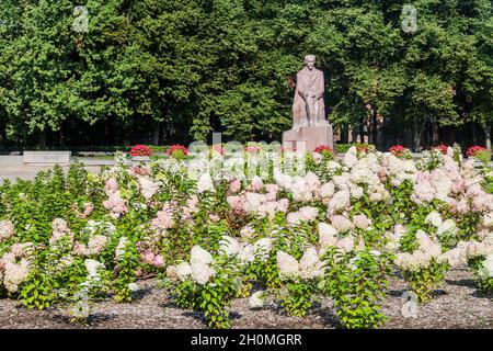Rainis statue, Esplanade Park in Riga, Latvia Stock Photo