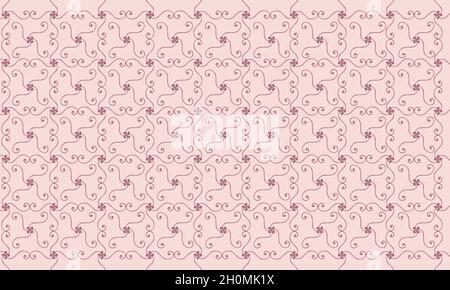 Geometrical pink-red floral seamless pattern vector black
