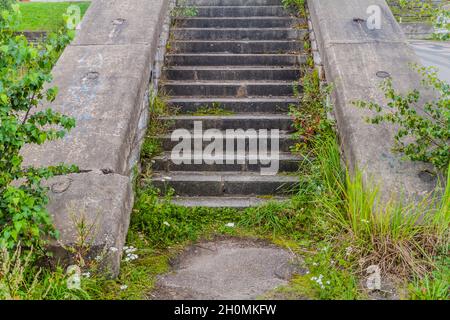 Ruined stairs at an old Soviet sports and cultural complex Linnahall in Tallinn, Estonia Stock Photo