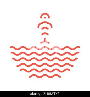 Fish jumping from water waves logo. Poke bowl logotype Stock Vector