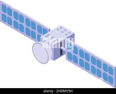 Space satellite icon isometric vector. Antenna station. Spaceship system Stock Vector