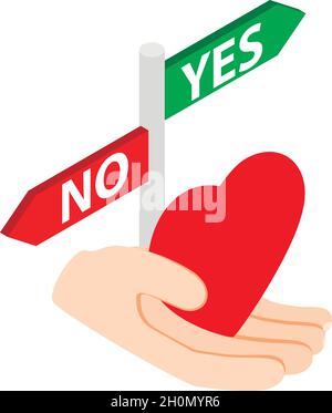 Medical insurance icon isometric vector. Human hand holding heart, direction sign. Medicine and healthcare concept, health insurance Stock Vector