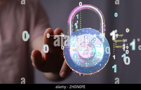 3D sign of Information technology protection, secure access, encryption against cyber Stock Photo