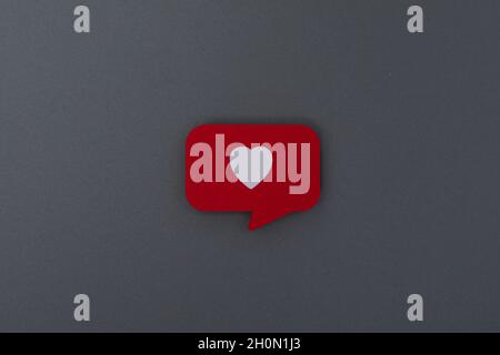 Top view of 3d of a romantic love heart background red symbol valentine Stock Photo