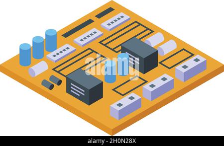 Washing machine repair electric icon isometric vector. Broken appliance. Service refrigerator Stock Vector