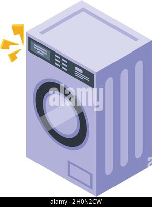Electric broken wash machine icon isometric vector. Repair appliance. Washing home Stock Vector