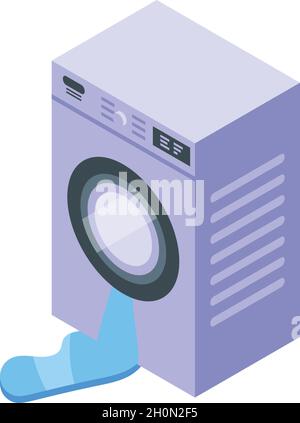 Broken wash machine icon isometric vector. Repair appliance. Washing home Stock Vector