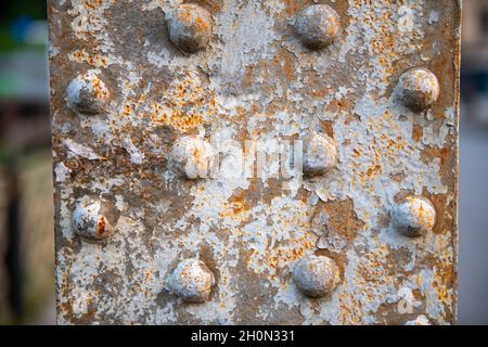 textured metal bridge support rusty in Georgia Stock Photo