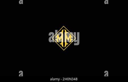 LETTERS MM LOGO DESIGN WITH NEGATIVE SPACE EFFECT FOR ILLUSTRATION USE Stock Vector