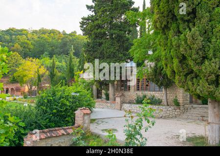 beautiful garden at Bodbe temple in Sighnaghi Stock Photo