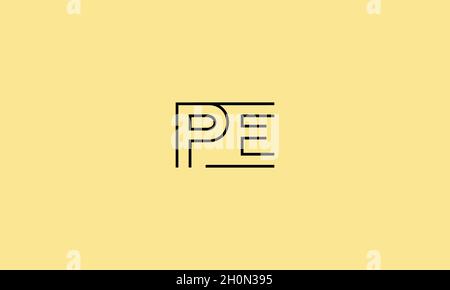 LETTERS PE LOGO DESIGN WITH NEGATIVE SPACE EFFECT FOR ILLUSTRATION USE Stock Vector