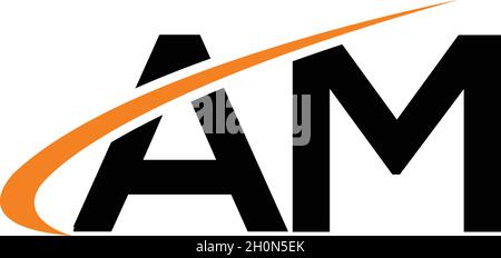 LETTERS AM LOGO DESIGN WITH NEGATIVE SPACE EFFECT FOR ILLUSTRATION USE Stock Vector