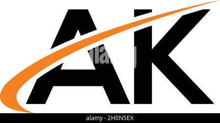 LETTERS AK LOGO DESIGN WITH NEGATIVE SPACE EFFECT FOR ILLUSTRATION USE Stock Vector