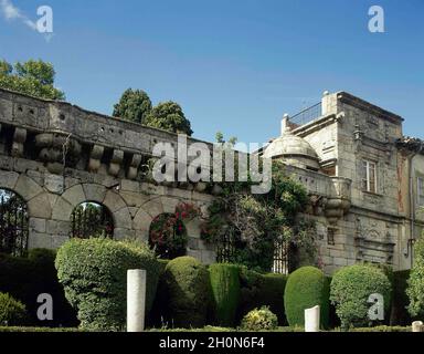 Spain, Community of Madrid, Cadalso de los Vidrios. Palace of Villena. It was built in 1423, on initiative of Alvaro de Luna, Duke of Trujillo and Con Stock Photo