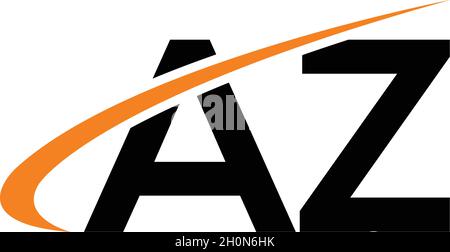 LETTERS AZ LOGO DESIGN WITH NEGATIVE SPACE EFFECT FOR ILLUSTRATION USE Stock Vector