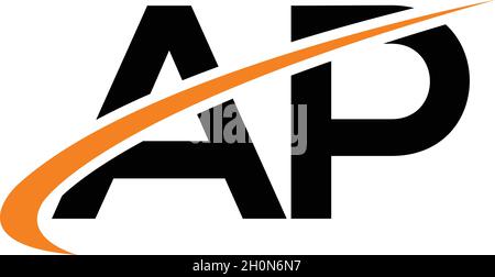 LETTERS AP LOGO DESIGN WITH NEGATIVE SPACE EFFECT FOR ILLUSTRATION USE Stock Vector