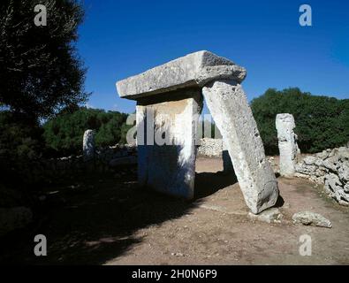 Spain, Balearic Islands, Menorca. Talatí de Dalt. Talayotic Settlement of Talatí. Located near Maó, it was built using regular stone blocks. At the ce Stock Photo