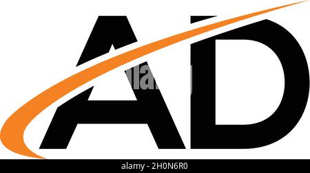 LETTERS AD LOGO DESIGN WITH NEGATIVE SPACE EFFECT FOR ILLUSTRATION USE Stock Vector