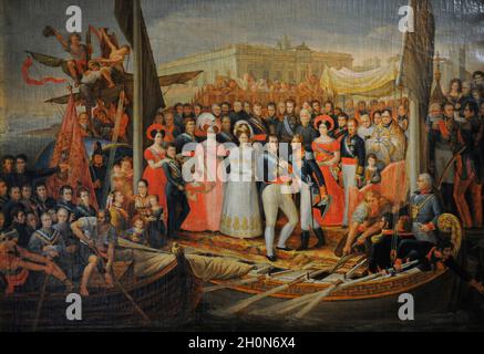 Fernando VII (1784-1833). King of Spain (1808-1833). Landing of Fernando VII in Puerto de Santa Maria, 1823-1828. By Jose Aparicio Inglada (1773-1838) Stock Photo