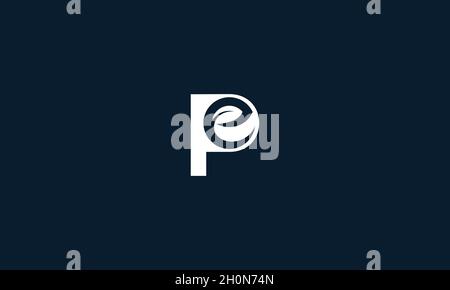 Letter p and e with negative space effect for eco logo design Stock Vector