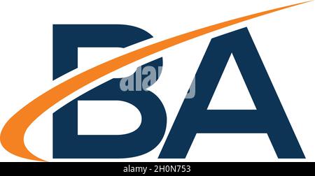 LETTERS BA LOGO DESIGN WITH NEGATIVE SPACE EFFECT FOR ILLUSTRATION USE Stock Vector