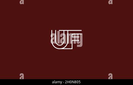 LETTERS UF LOGO DESIGN WITH NEGATIVE SPACE EFFECT FOR ILLUSTRATION USE Stock Vector