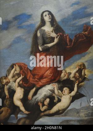 Juseppe de Ribera (1591-1652). Spanish painter. Assumption of Mary Magdalene, 1636. San Fernando Royal Academy of Fine Arts. Madrid. Spain. Stock Photo