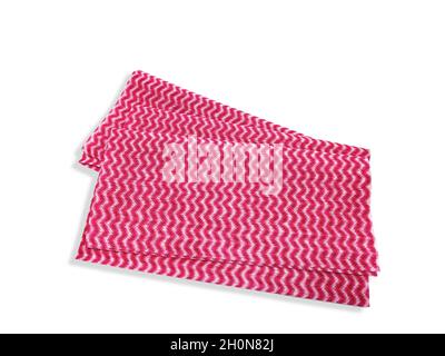 Closeup Image Of Red Color J Cloth Or Multipurpose Wipes In White Background. Selective Focus Stock Photo