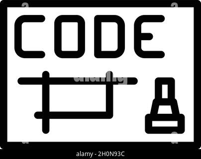 Cnc machine code icon outline vector. Work tool. Industry laser Stock Vector