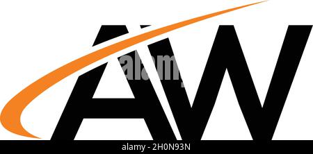 LETTERS AW LOGO DESIGN WITH NEGATIVE SPACE EFFECT FOR ILLUSTRATION USE Stock Vector