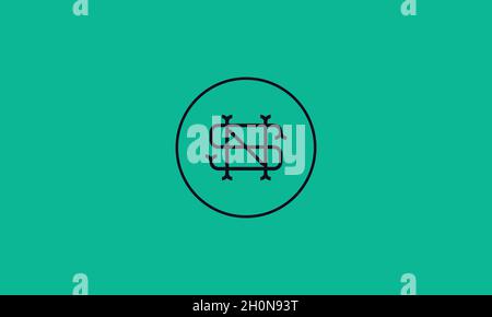 LETTERS SN LOGO DESIGN WITH NEGATIVE SPACE EFFECT FOR ILLUSTRATION USE Stock Vector