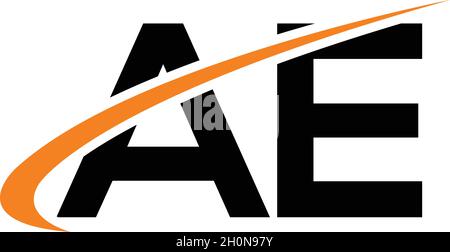 LETTERS AE LOGO DESIGN WITH NEGATIVE SPACE EFFECT FOR ILLUSTRATION USE Stock Vector