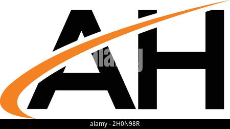 LETTERS AH LOGO DESIGN WITH NEGATIVE SPACE EFFECT FOR ILLUSTRATION USE Stock Vector