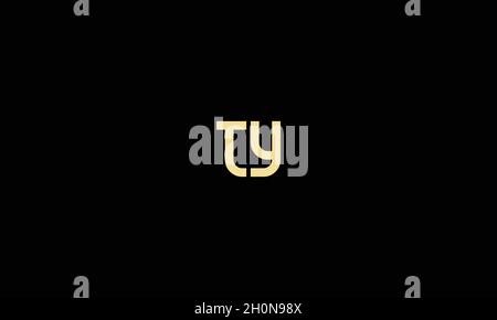 LETTERS TY LOGO DESIGN WITH NEGATIVE SPACE EFFECT FOR ILLUSTRATION USE Stock Vector