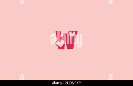 LETTER W LOGO WITH HEART ICON FOR ILLUSTRATION USE Stock Vector