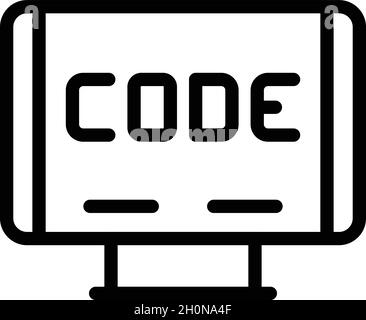Cnc machine code icon outline vector. Work tool. Laser factory Stock Vector