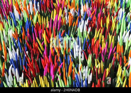 Abstract geometric background. bright background of velvet caps on leaves Sansevieria Stock Photo