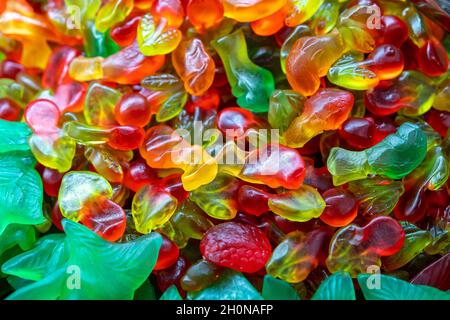 Colorful background made of sweet candies. Bright backdrop. Stock Photo