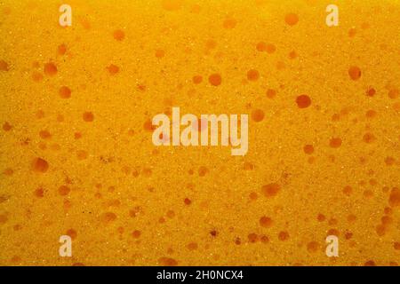 texture of yellow foam sponge close-up. Stock Photo