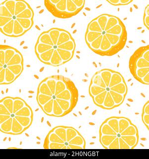 Seamless pattern with lemons slices. Vector illustration Stock Vector
