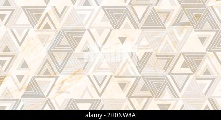 Abstract geometric pattern stripes triangle shape with marble texture luxury of white and gray background Stock Vector