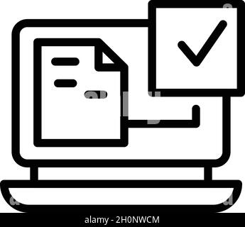 Secured laptop icon outline vector. Factor code login. Verification certificate Stock Vector