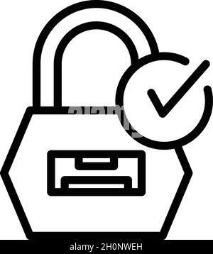Secured padlock icon outline vector. Step login. Code password Stock Vector