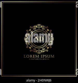 ND Initial Letter Luxury Logo template in vector for Restaurant, Royalty, Boutique, Cafe, Hotel, Heraldic, Jewelry, Fashion and other vector illustrat Stock Vector