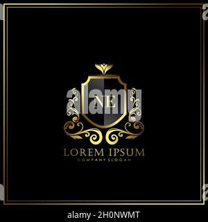 NE Initial Letter Luxury Logo template in vector for Restaurant, Royalty, Boutique, Cafe, Hotel, Heraldic, Jewelry, Fashion and other vector illustrat Stock Vector